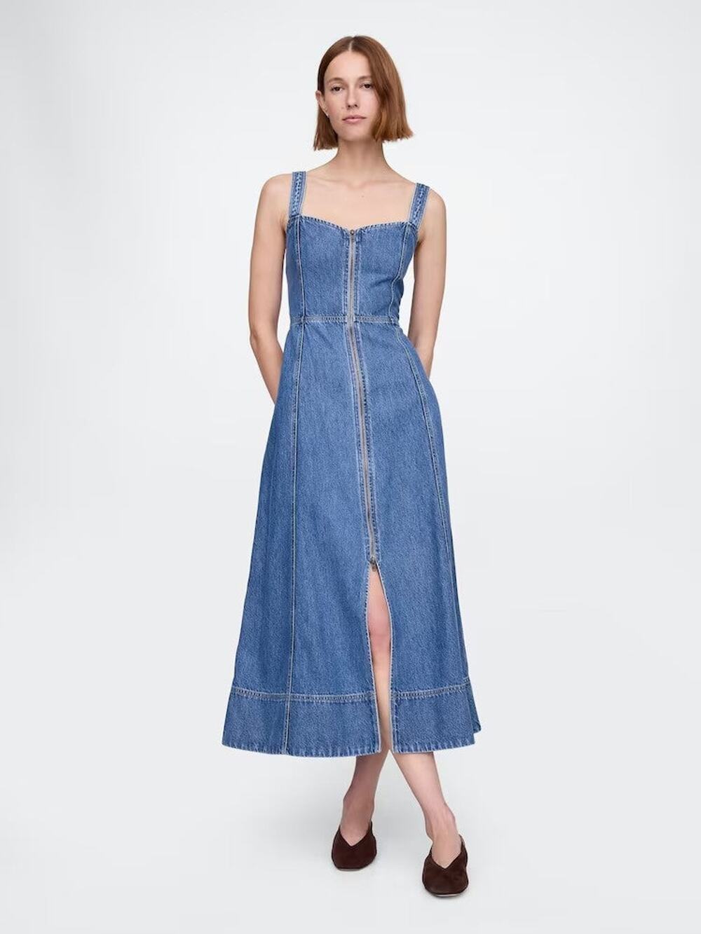 Gap UltraSoft Denim Maxi Sleeveless Dress - XL Tall
